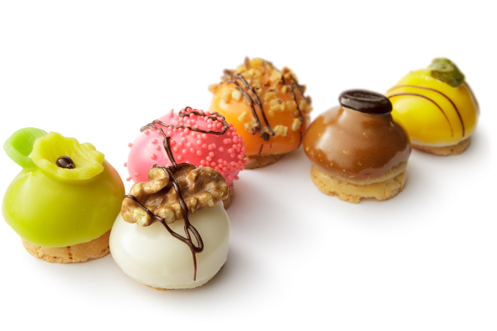 Pastry: Petit Fours Isolated on White Background